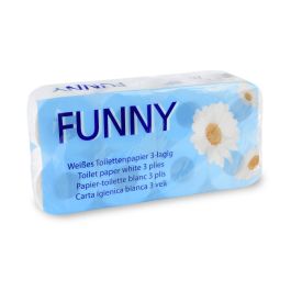 Toilettenpapier 3-lagig, 150 Blatt ,Zellstoff weiß, 12 x 8 Rollen