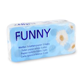 Toilettenpapier 3-lagig, 250 Blatt ,Zellstoff weiß, 9 x 8 Rollen