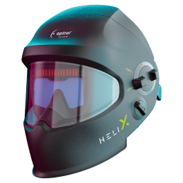 helix clt Slide Up Schweisshelm schwarz mit abnehmbaren Industrie-Schutzhelm schwarz - Slide Up Schweisserhelm / Schleifhelm mit 180 Grad Sicht im clear mode, mit Crystal Lense Technology Panoramasicht im pano mode, variable Schutzstufe mit ShadeTronic® 2
