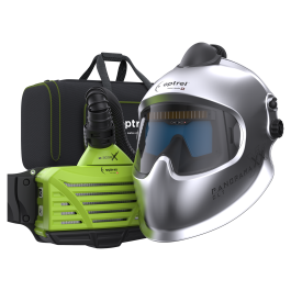 Ready to weld package panoramaxx clt Frischlufthelm, silber + e3000X Gebläseatemschutzgerät grün, 18h Power Batterie, e3000/X Tasche