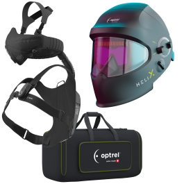 Ready to weld package helix 2.5 schwarz - Slide Up Schweiss- /Schleifhelm mit Industrieschutzhelm schwarz und swiss air mit control panel, inkl. Komfort-Halbmaske: bestehend aus Halbmaske und Schlauchsystem inkl. Kopf- und Nackenband, Gebläseeinheit, Schu