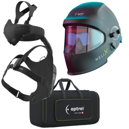 Ready to weld package helix clt schwarz - Slide Up Schweiss- /Schleifhelm mit Industrieschutzhelm schwarz und swiss air mit control panel, inkl. Komfort-Halbmaske: bestehend aus Halbmaske und Schlauchsystem inkl. Kopf- und Nackenband, Gebläseeinheit, Schu
