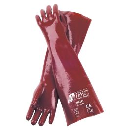 NITRAS PVC-Handschuhe, Baumwoll-Trikot, naturfarben / rot, EN 388