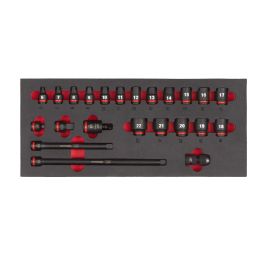 23-teilige Einlage für Werkstattwagen 78 cm 3/8" SHOCKWAVE Schlagnüsse Einlage