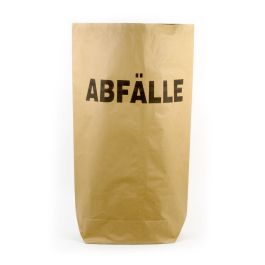 70l Papiermüllsäcke, braun, 2-lagig ,550x850+200mm, Druck "Abfälle", AG-793