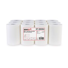 Handtuchrolle MINI 20 cm, 2-lagig ,Zellstoff weiß, Ø 14 cm, 12 Rollen
