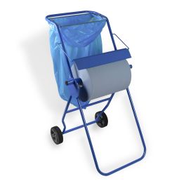 Putzrollen-Spender, Bodenständer, Metall ,"all in one" mit Müllsackhalterung   ST-88523*