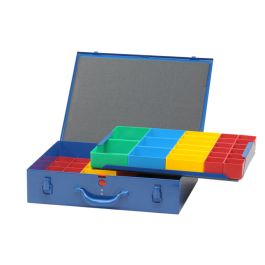 Metall-Kleinteile-Koffer 59 Einsatzboxen 330x440x100 mm, dunkelblau