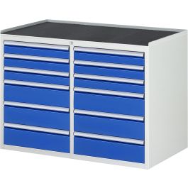 Schubladenschrank LL5.9.9, B1145xT650xH825mm, MT-Top-25mm, 12xSchublade-TA