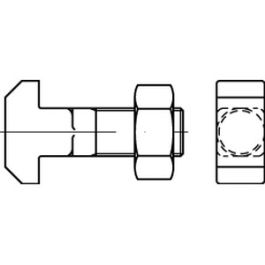 DIN 186 Mu 4.6 Form B Hammerschrauben mit Vierkant, mit langem Gewinde, mit Sechskantmutter - Abmessung: BM 24 x 200 VE=S (5 Stück )