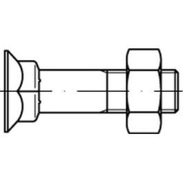 DIN 608 Mu 8.8 Senkschrauben mit niedrigem Vierkantansatz, mit Sechskantmutter - Abmessung: M 16 x 80 VE=S (25 Stück )