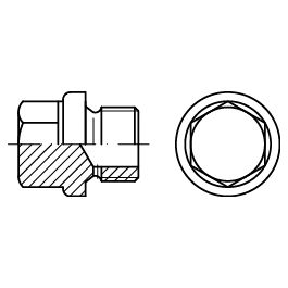 DIN 910 1.4571 zyl.-Rohr EG (A 5) Verschlussschrauben mit Bund, Außen-6kt. schwer, mit Entlüftung, m. zyl. Rohrgew. - Abmessung: EG 1 A VE=S (1 Stück )