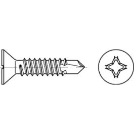 ISO 15482 Stahl, geh. H galvanisch verzinkt Senk-Bohrschrauben mit Blechschraubengew., Phillips-KS H - Abmessung: ST 4,2 x 45 -H VE=S (500 Stück )