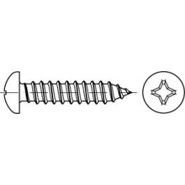 ISO 7049 Stahl, geh. Form C-H galvanisch verzinkt Linsenkopf-Blechschrauben mit Spitze, mit Phillips-Kreuzschlitz H - Abmessung: C2,2 x 4,5-H VE=S (2000 Stück )