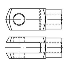 DIN 71752 Stahl Form G galvanisch verzinkt Gabelgelenke, für Federklappbolzen, Gabelköpfe - Abmessung: G 20 x 40 VE=S (5 Stück )