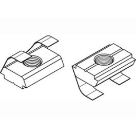 Artikel 87013 Stahl für Profil 10 galvanisch verzinkt Muttern für T-Nuten ohne Potentialausgl. mit Führungssteg und Feder - Abmessung: 10 mm, M 8 VE=K (100 Stück )