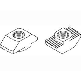Artikel 87014 Stahl für Profil 8 galvanisch verzinkt Hammermuttern für T-Nuten mit Bremsmoment, niedrige Form - Abmessung: 8 mm, M 6 VE=K (100 Stück )