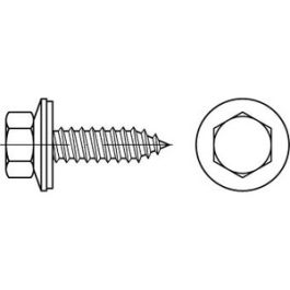 Artikel 88176 A 2 Form A Fassadenschrauben mit montierter Dichtscheibe, mit Spitze - Abmessung: A 6,5 x 200 VE=S (100 Stück )