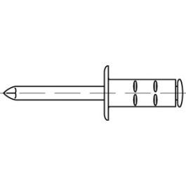 Artikel 88474 Niet A 4 MB-A Dorn A 4 Offene Blindniete mit Sollbruchdorn, Flachkopf, Mehrbereichsschaft - Abmessung: 4,8 x 15 VE=S (500 Stück )