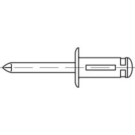Artikel 88488 Niet Al-Leg. TRI-FOLD Dorn Al-Leg. Offene Blindniete mit Sollbruchdorn, Flachrundkopf - Abmessung: 4,8 x 25,4 VE=S (250 Stück )