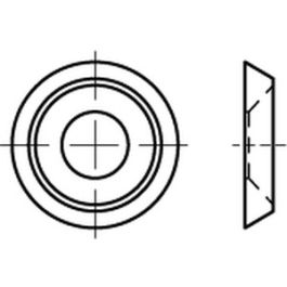 Artikel 88965 Messing Form R 1 galvanisch vernickelt Rosettenscheiben, Auflage offen, für Senk- und Linsensenkköpfe - Abmessung: 8,6 x13,0 x3 VE=S (100 Stück )